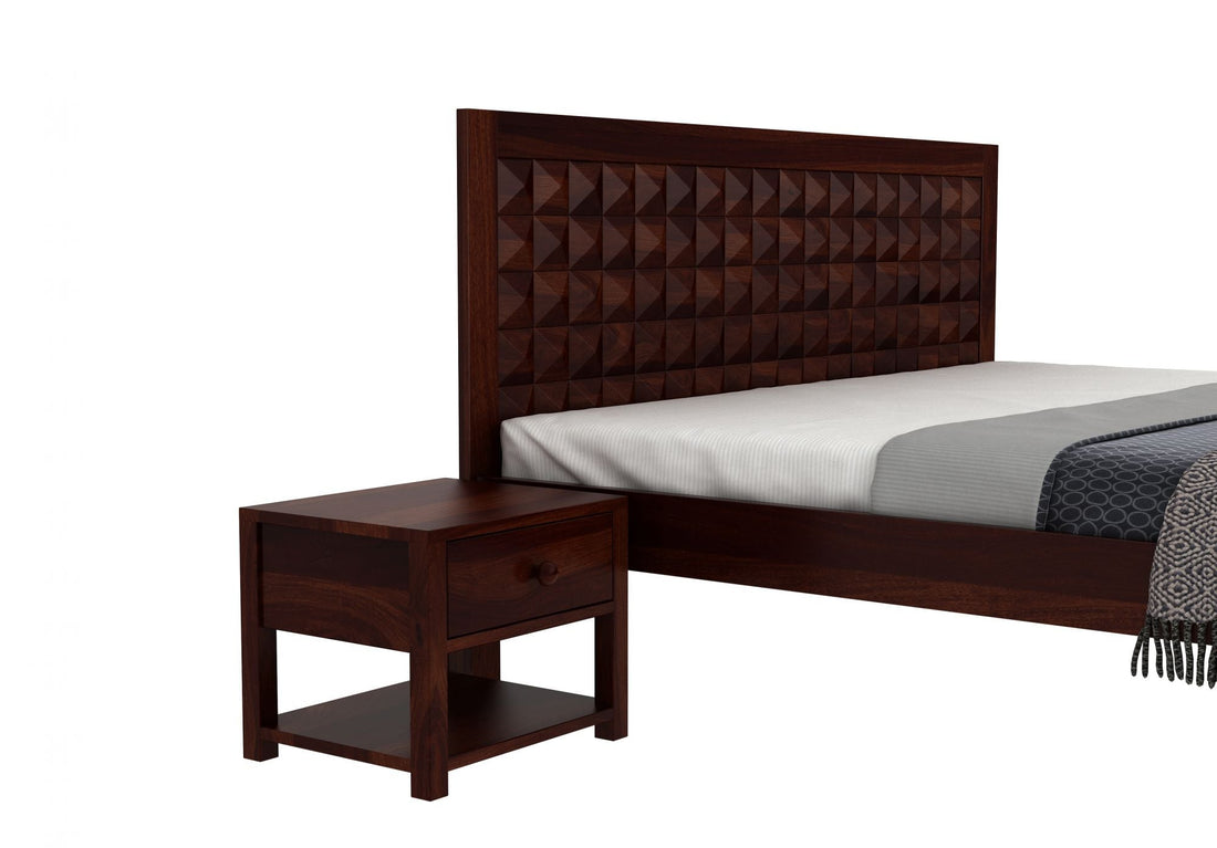Craft D Art Sheesham Wood King Size Bed Without Storage (Walnut Finish)