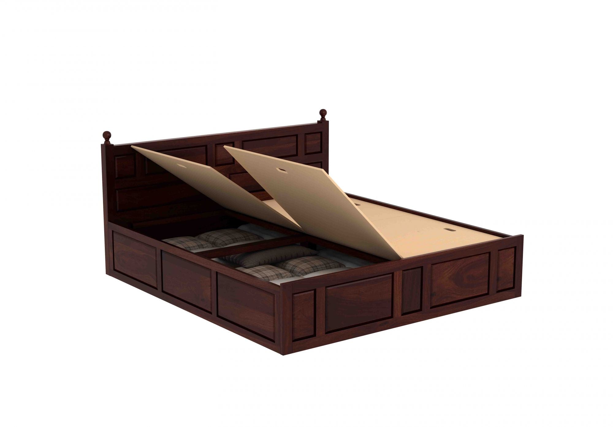Craft D Art Sheesham Wood Queen Size Bed With Storage (Walnut Finish)