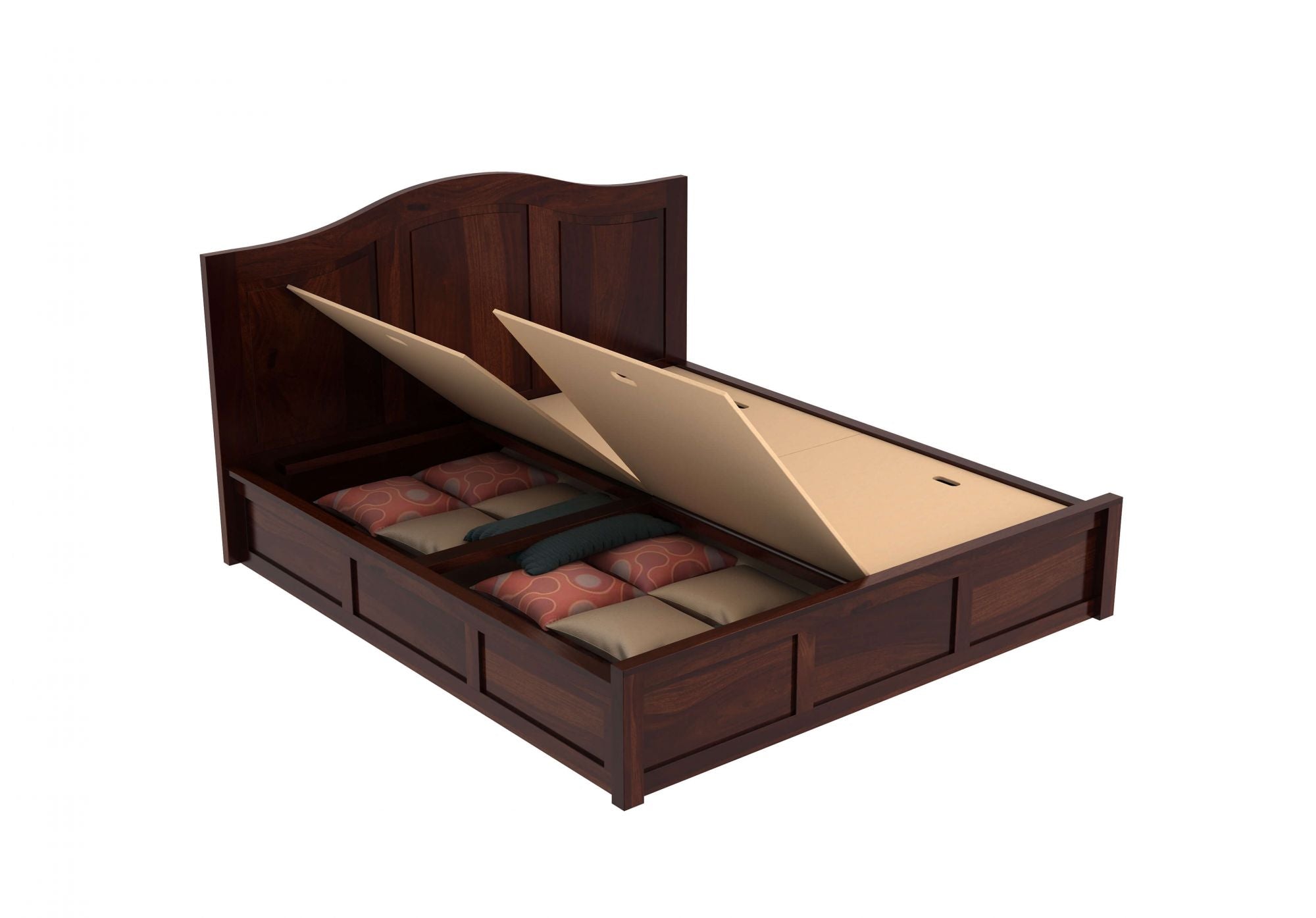 Craft D Art Sheesham Wood Queen Size Bed With Storage (Walnut Finish)