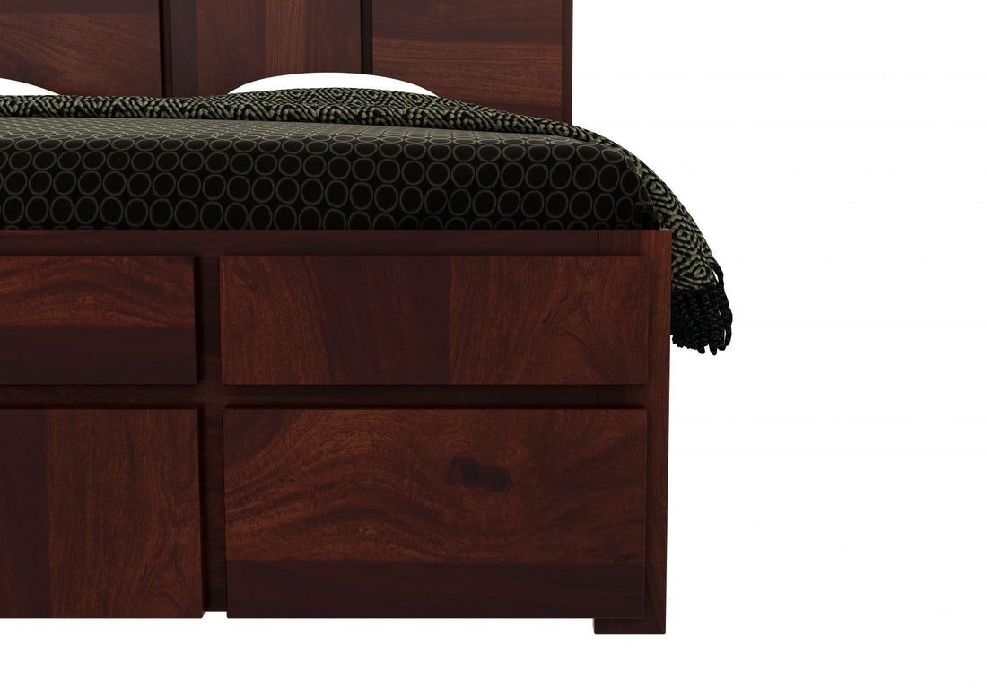 Craft D Art Sheesham Wood Queen Size Bed With Storage (Walnut Finish)