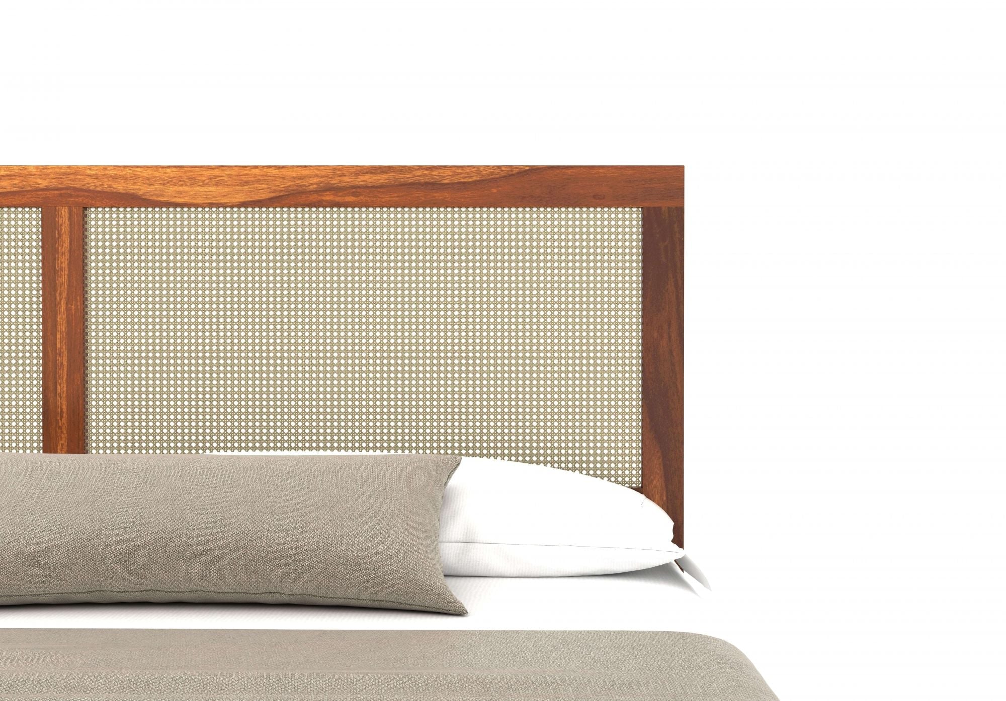 Aaryx Sheesham Wood Queen Size Bed Without Storage (Honey Finish)