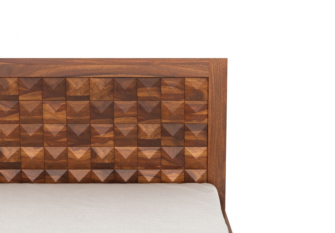 Craft D Art Sheesham Wood Queen Size Bed Without Storage (Honey Finish)