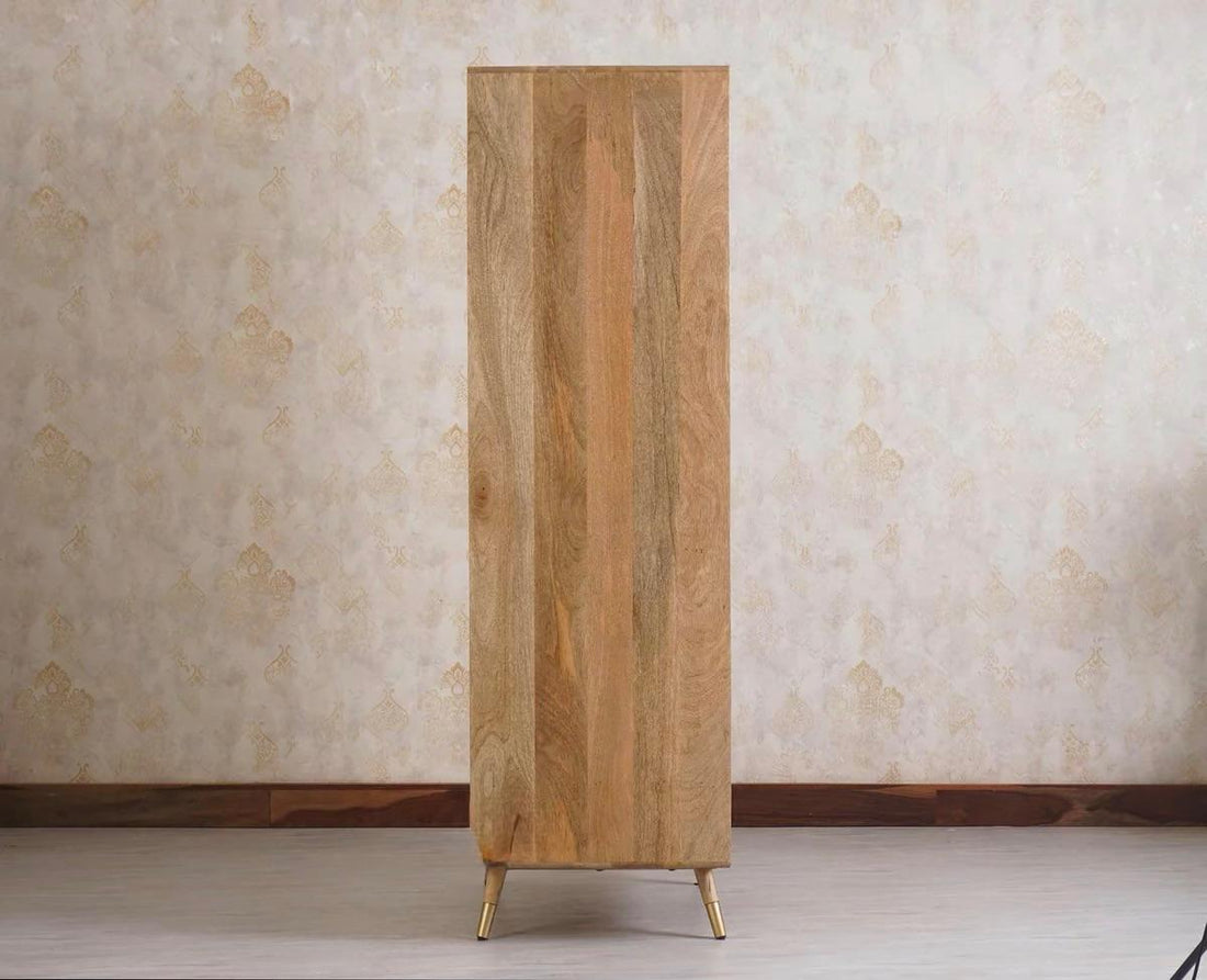 Craft D Art Sheesham Wood 2 Door Cane Wardrobe with Drawer
