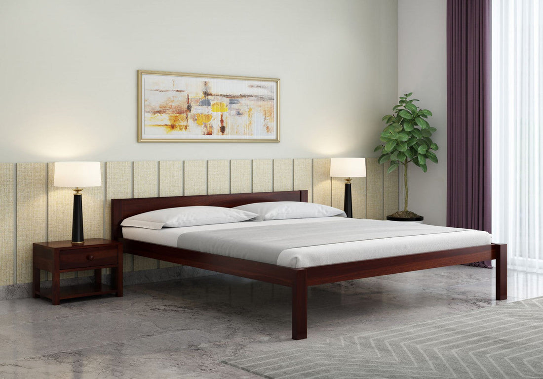 Craft D Art Sheesham Wood Queen Size Bed Without Storage (Walnut Finish)