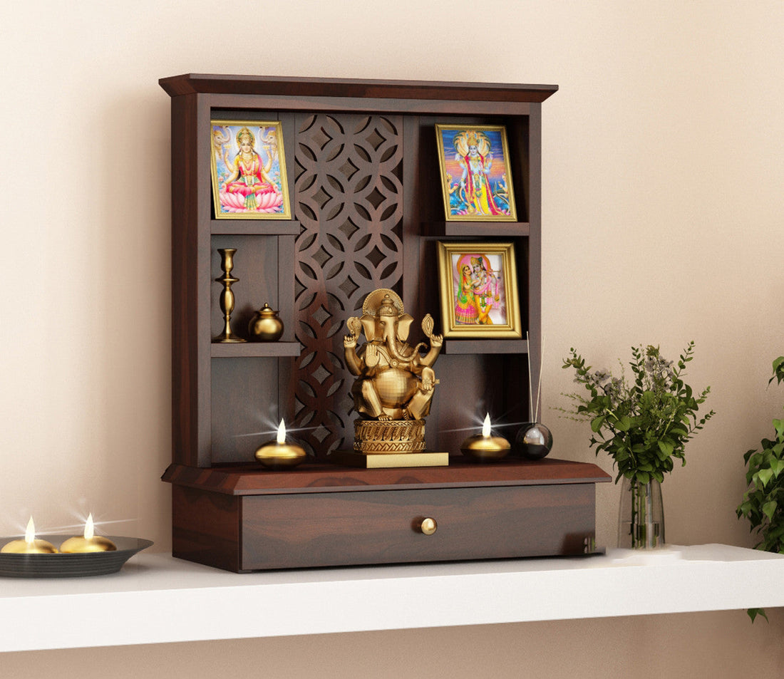 Iverant Sheesham Wood Home Temple (Honey Finish)