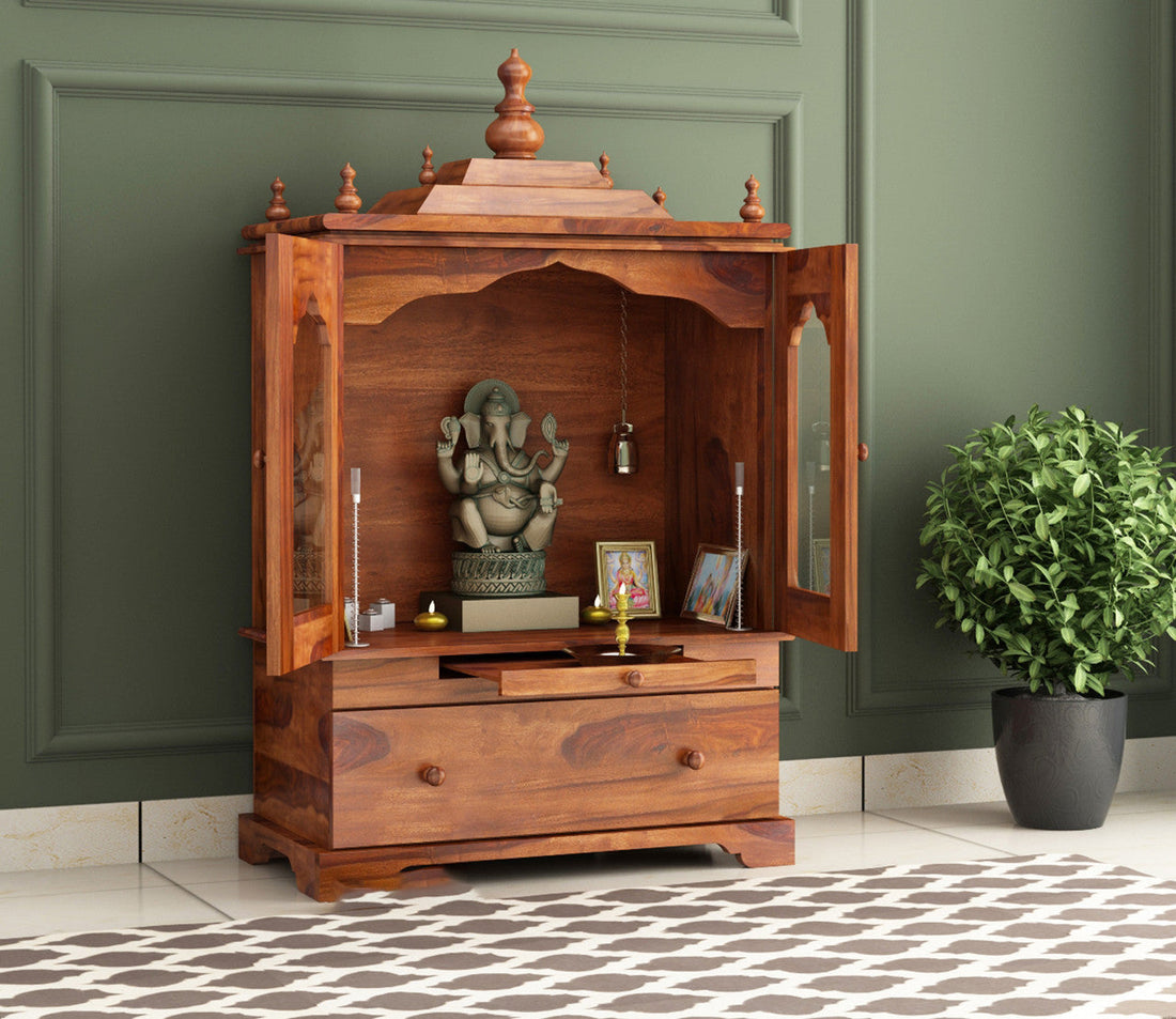 Gavrion Sheesham Wood Home Temple (Honey Finish)