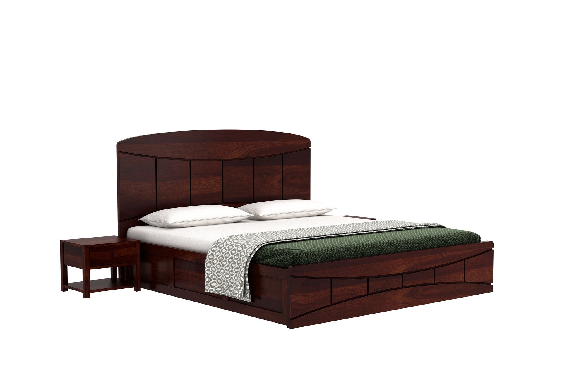 Craft D Art Sheesham Wood Queen Size Bed With Storage (Walnut Finish)