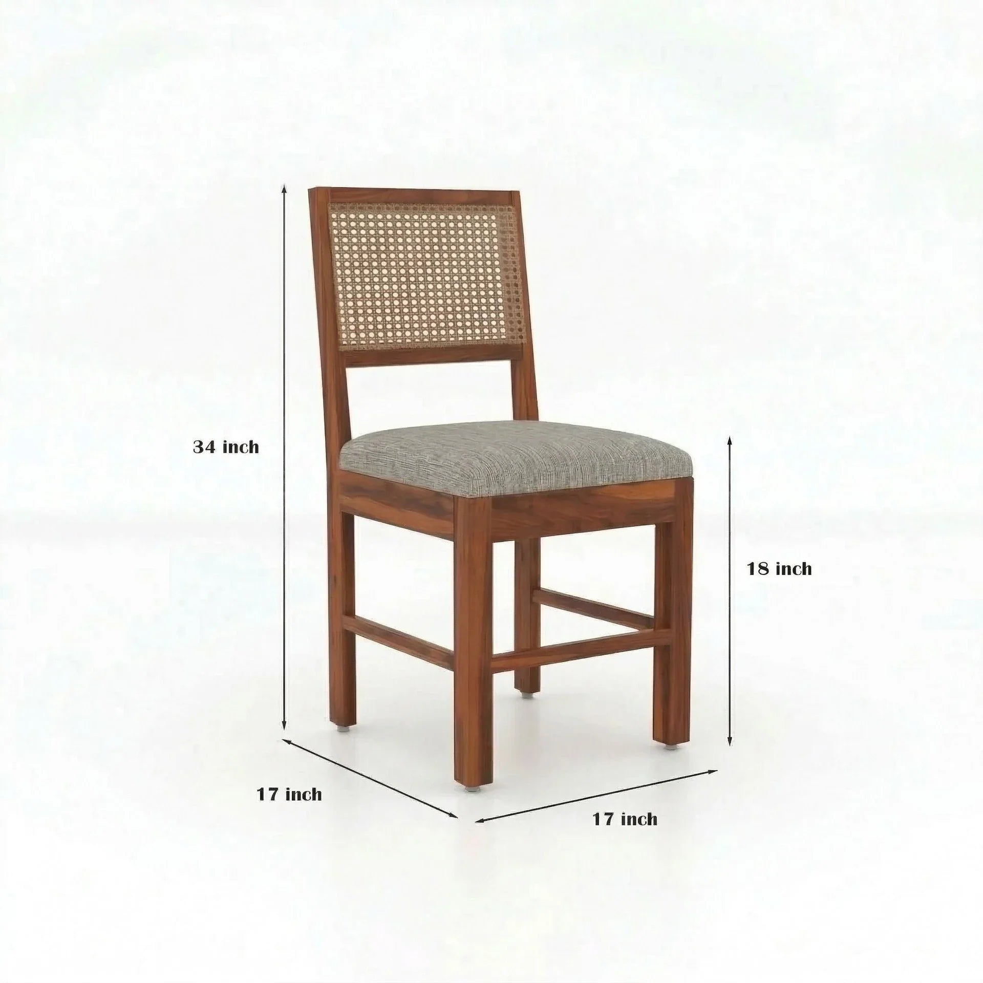 Craft D Art Solid Sheesham Wood 4 Seater Dining Table Set With Cane Chair