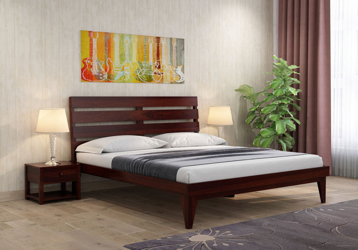 Craft D Art Sheesham Wood King Size Bed Without Storage (Walnut Finish)