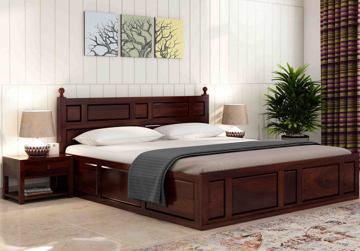 Craft D Art Sheesham Wood King Size Bed With Storage (Walnut Finish)