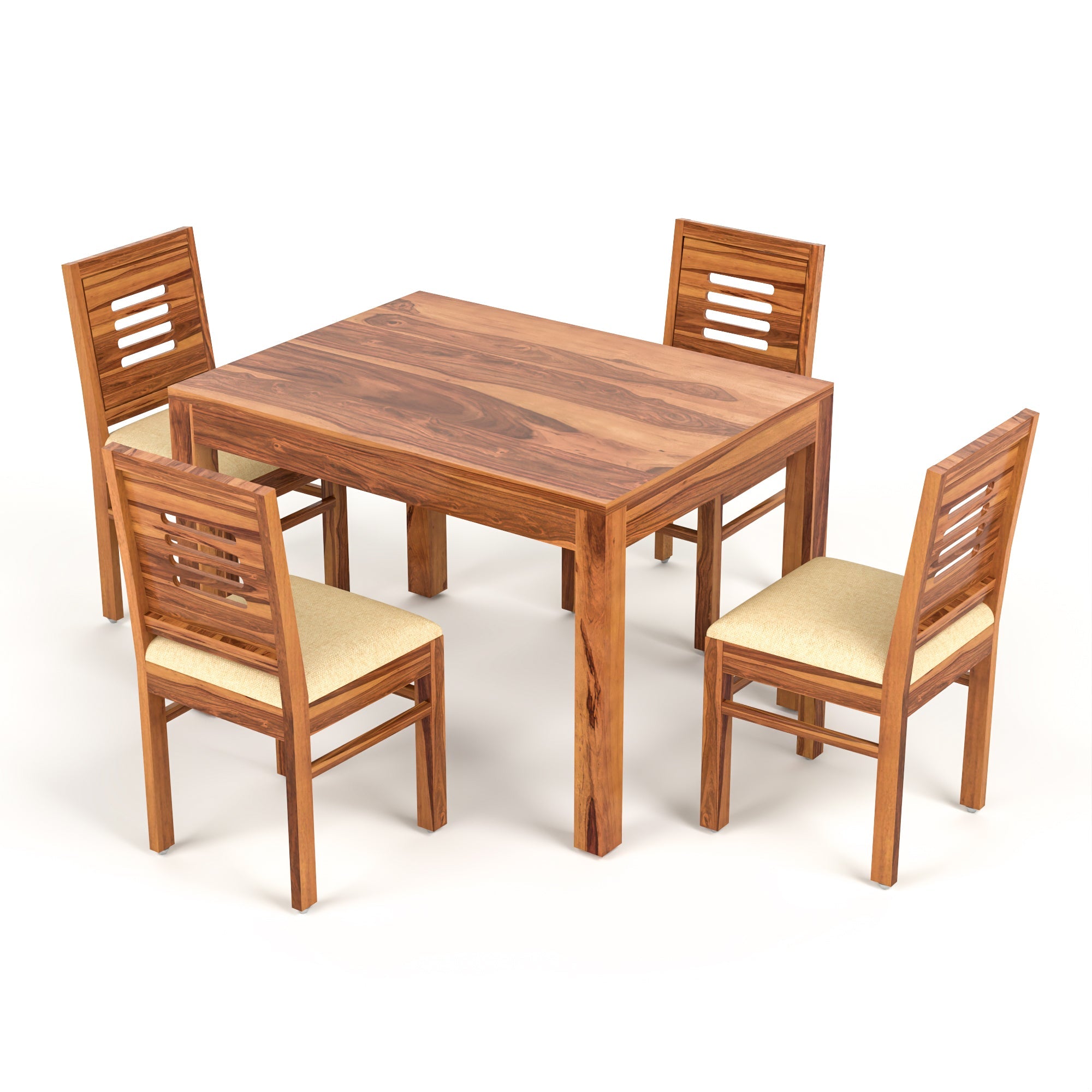 Craft D Art Sheesham Wood 4 Seater Dining Table Set (Honey Finish)
