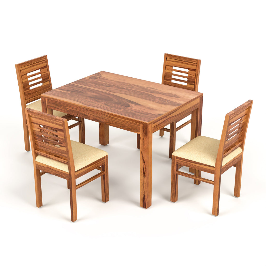 Craft D Art Sheesham Wood 4 Seater Dining Table Set (Honey Finish)