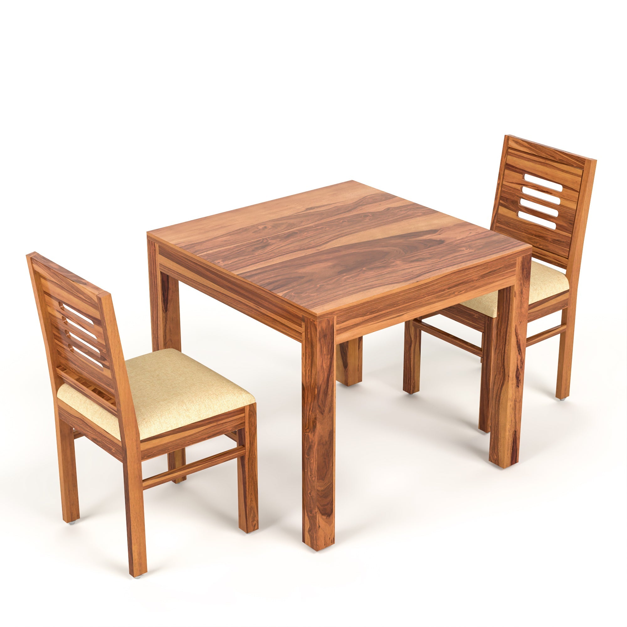 Craft D Art Sheesham Wood 2 Seater Dining Table Set (Honey Finish)