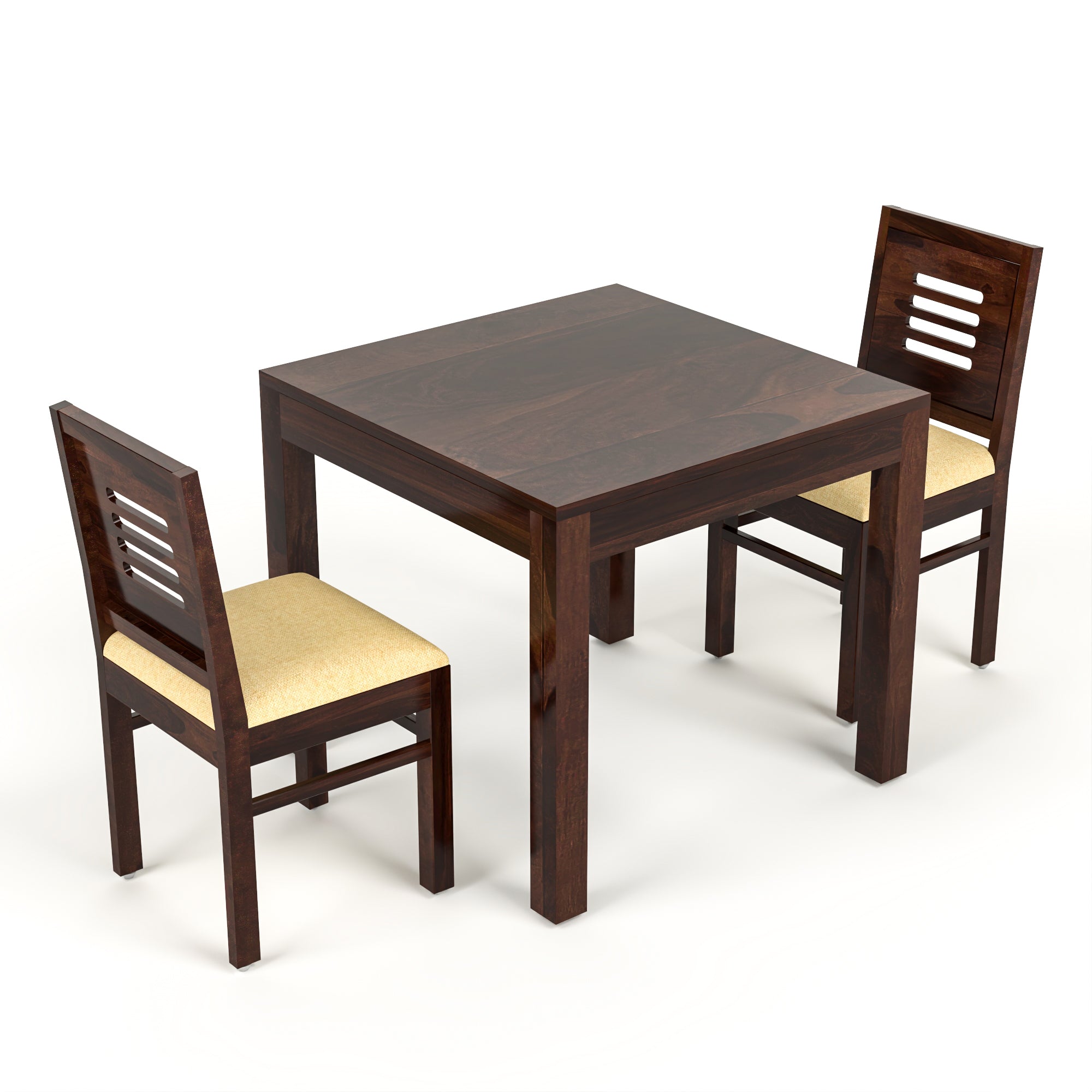Craft D Art Sheesham Wood 2 Seater Dining Table Set (Walnut Finish)