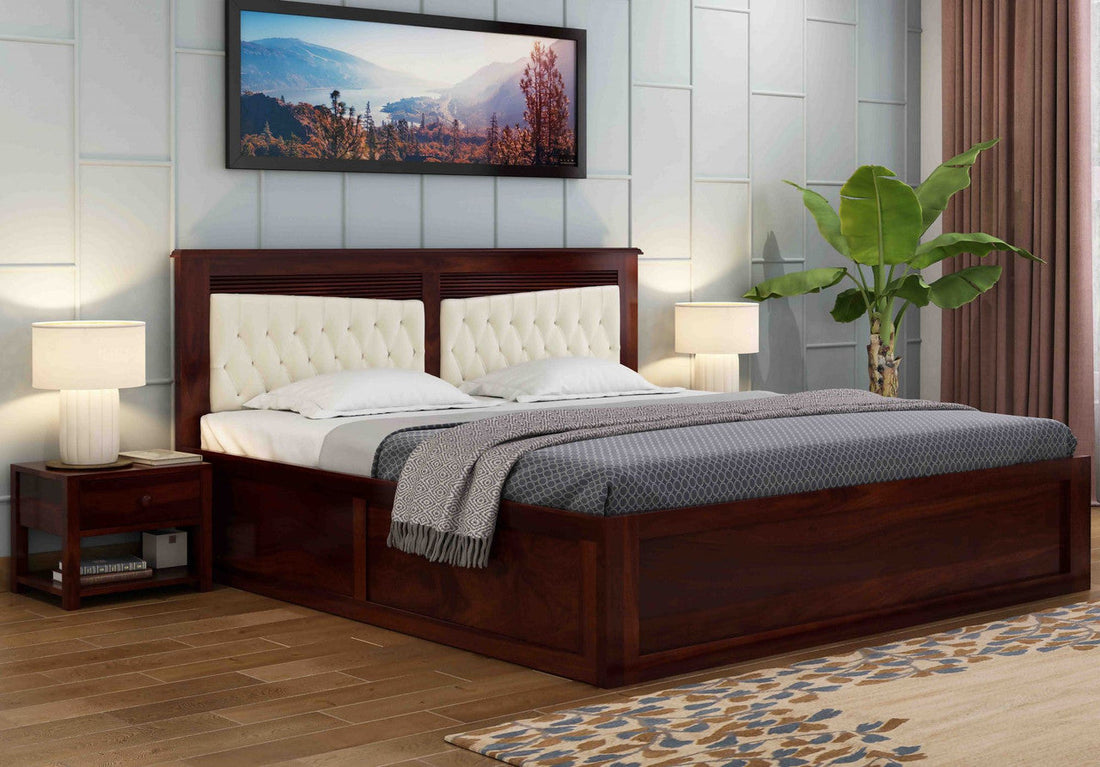 Craft D Art Sheesham Wood King Size Bed With Storage (Walnut Finish)