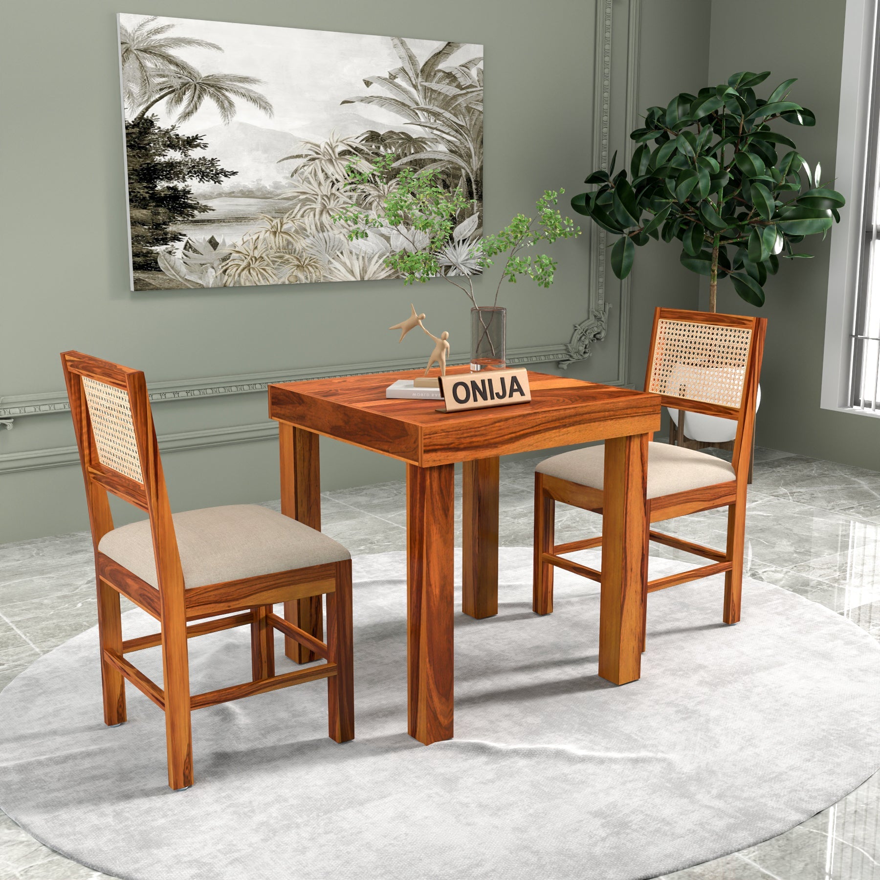 Craft D Art Sheesham Wood 2 Seater Dining Table Set