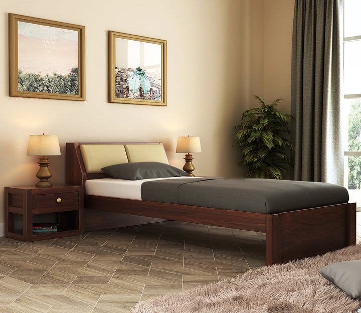 Craft D Art Sheesham Wood Single Bed Without Storage (Walnut Finish)