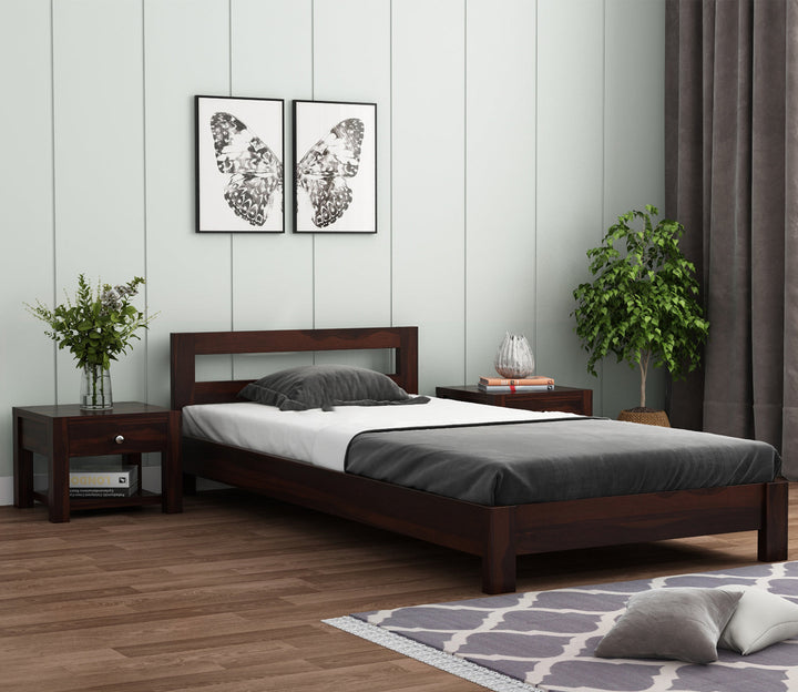 Craft D Art Sheesham Wood Single Bed Without Storage (Walnut Finish)