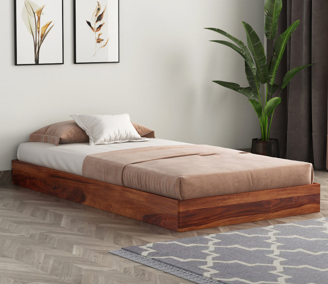 Craft D Art Sheesham Wood Single Bed Without Storage (Honey Finish)