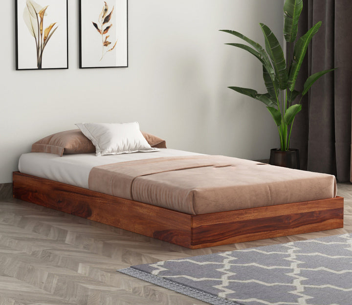 Craft D Art Sheesham Wood Single Bed Without Storage (Honey Finish)