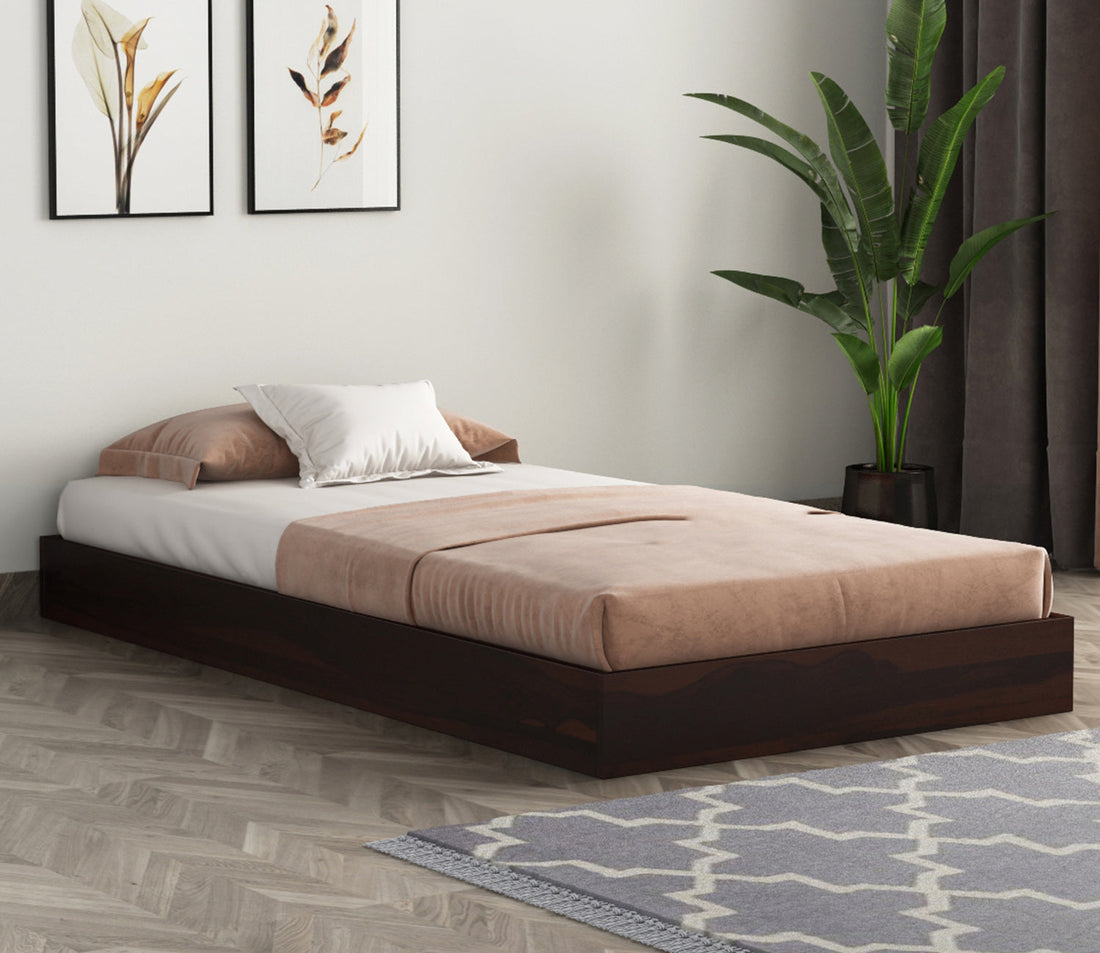 Craft D Art Sheesham Wood Single Bed Without Storage (Walnut Finish)