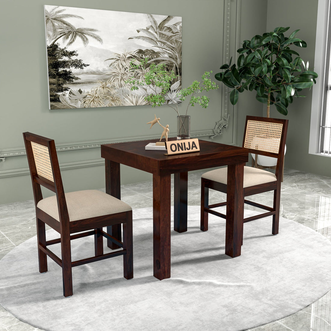 Craft D Art Solid Wood 2 Seater Dining Table Set