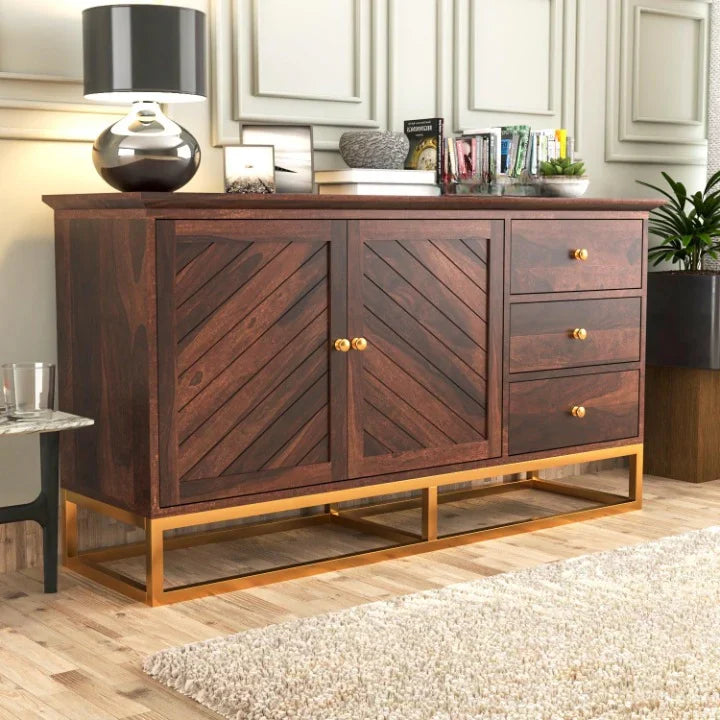 Ulventhor Sheesham Wood Cabinet and Sideboard (Honey Finish)
