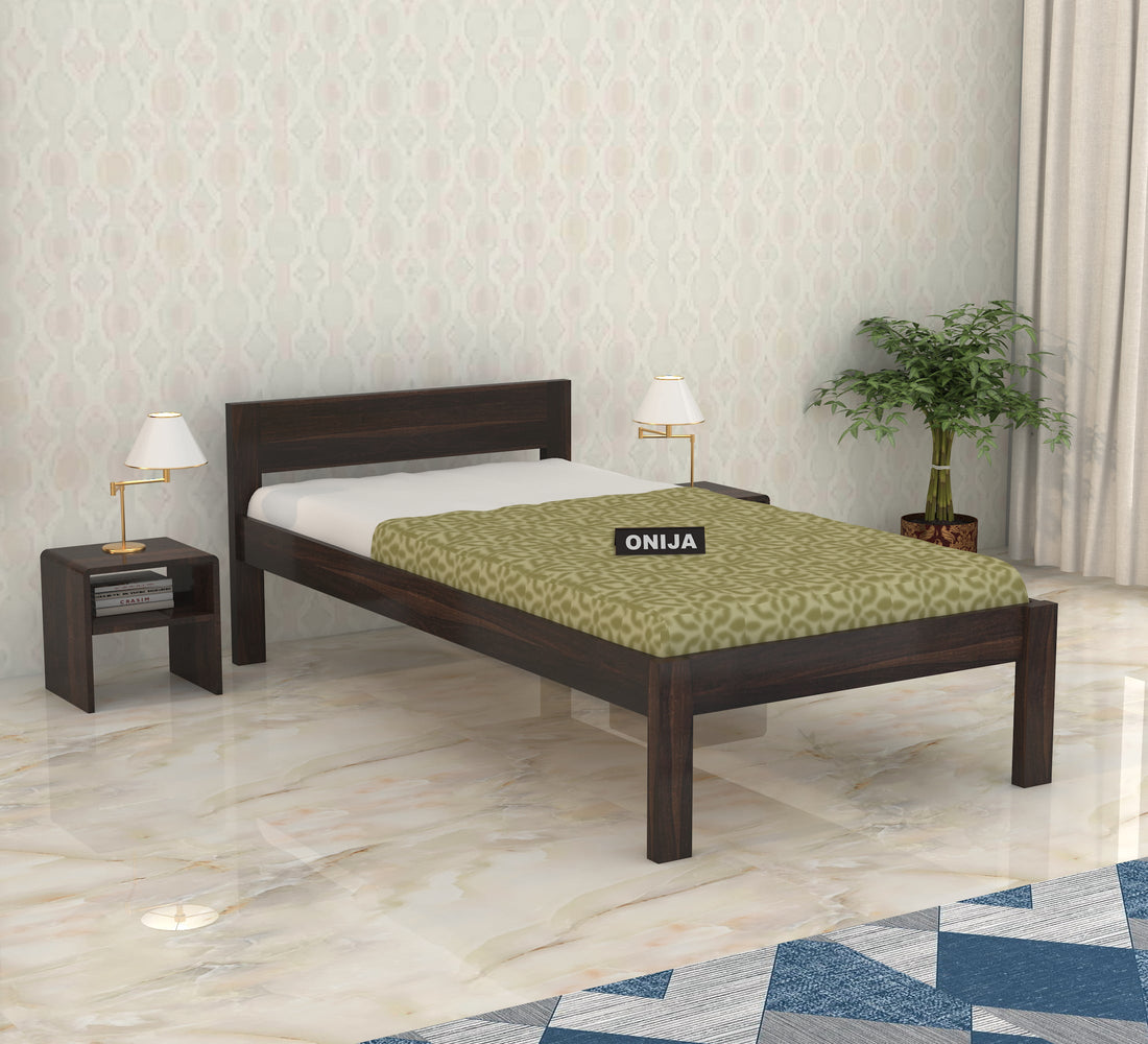Craft D Art Sheesham Wood Single Bed Without Storage (Walnut Finish)