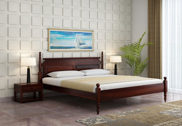 Craft D Art Sheesham Wood Queen Size Bed Without Storage (Walnut Finish)