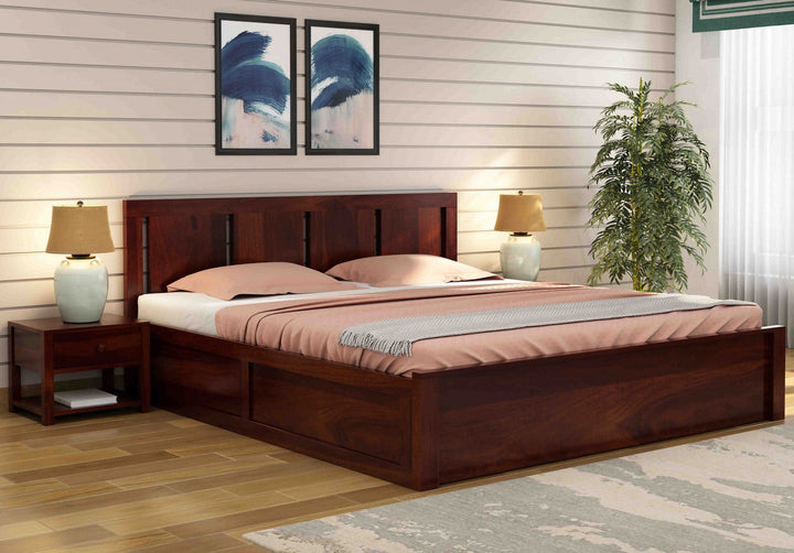Craft D Art Sheesham Wood King Size Bed With Storage (Walnut Finish)