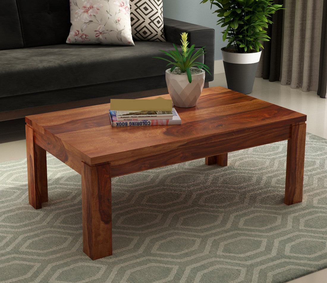 Craft D Art Sheesham Wood Center Table (Honey Finish)