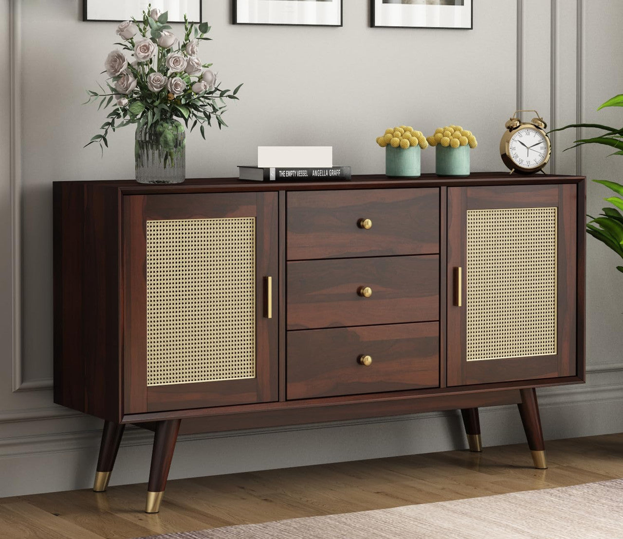 Zenthior Sheesham Wood Cabinet and Sideboard (Walnut Finish)