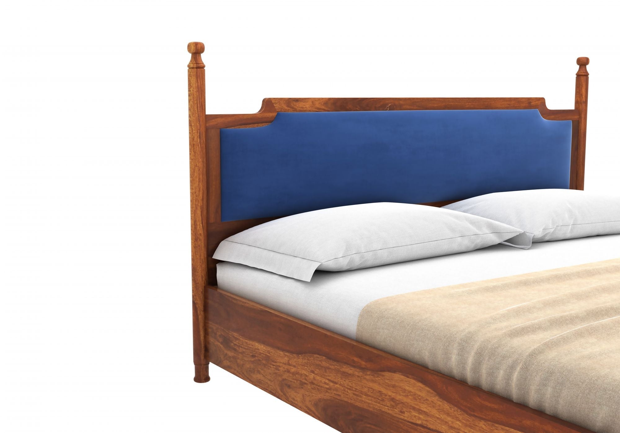 Craft D Art Sheesham Wood Queen Size Bed Without Storage (Honey Finish)