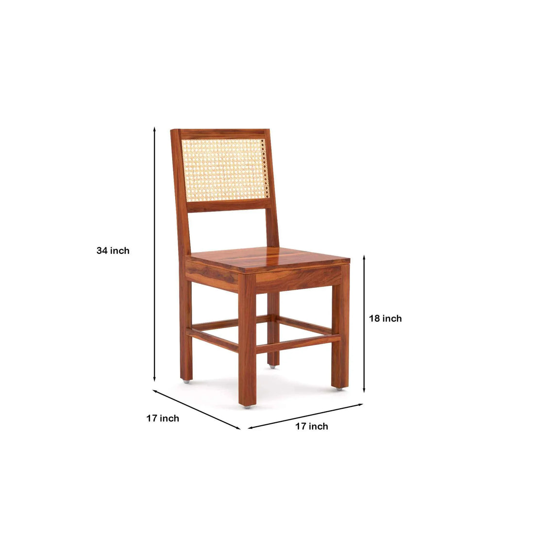 Craft D Art Solid Wood 4 Seater Dining Table Set with Rattan Chairs