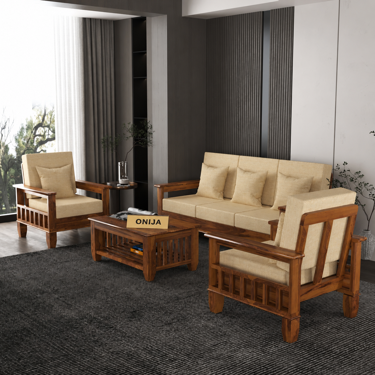 Craft D Art Sheesham Wooden 5 Seater Sofa Set Finish: Honey
