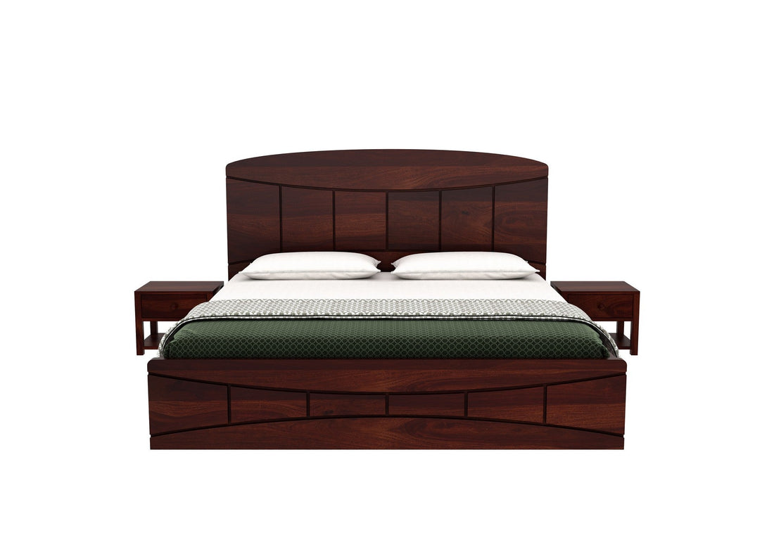 Craft D Art Sheesham Wood Queen Size Bed With Storage (Walnut Finish)