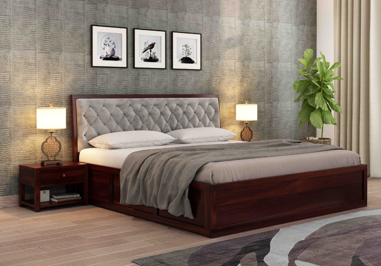Craft D Art Sheesham Wood King Size Bed With Storage (Walnut Finish)