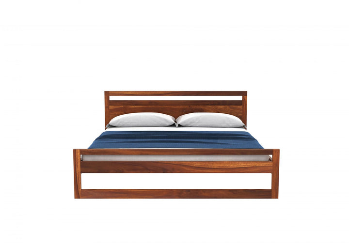 Oraxen Sheesham Wood King Size Bed Without Storage (Honey Finish)