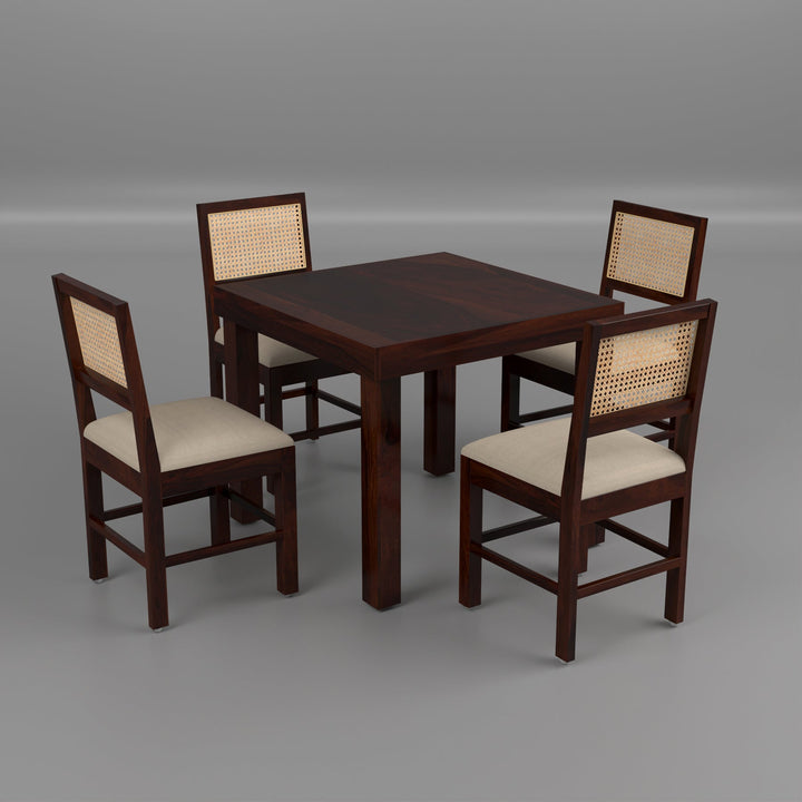 Uldaris Sheesham Wood Dining Set 4 Seater (Walnut Finish)