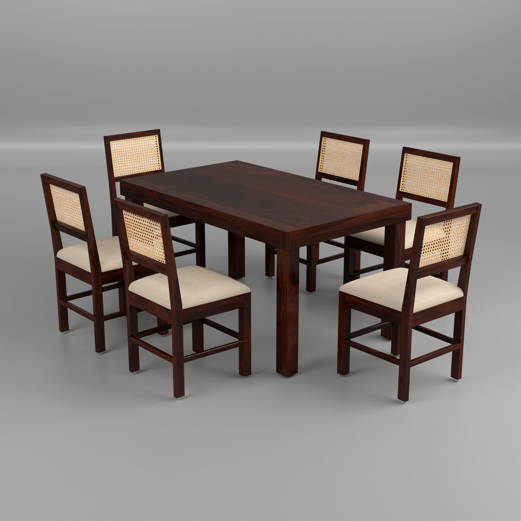 Uldaris Sheesham Wood Dining Set 6 Seater (Walnut Finish)