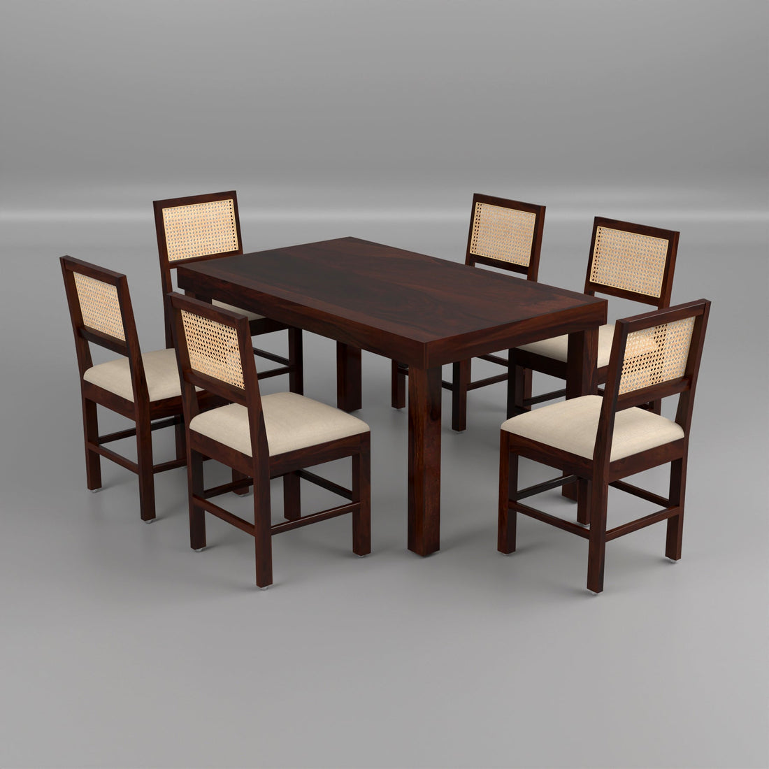 Uldaris Sheesham Wood Dining Set 6 Seater (Walnut Finish)
