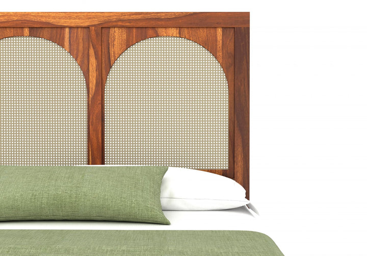 Craft D Art Sheesham Wood King Size Bed Without Storage (Honey Finish)