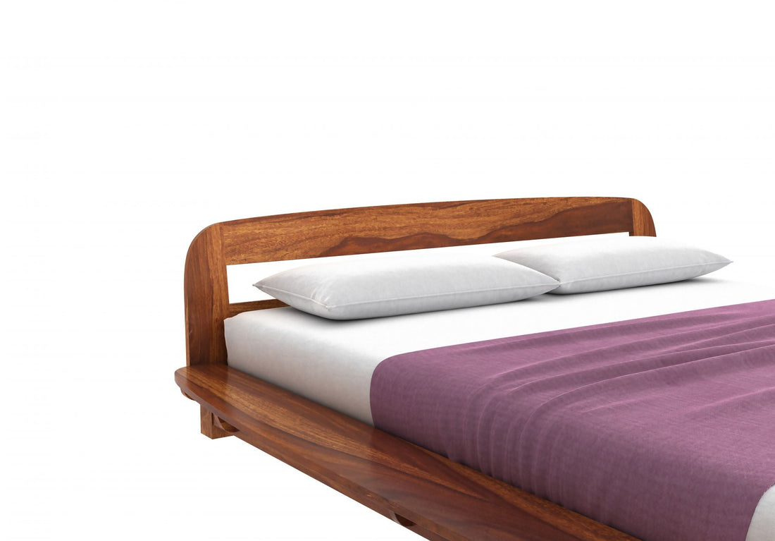 Craft D Art Sheesham Wood King Size Bed Without Storage (Honey Finish)