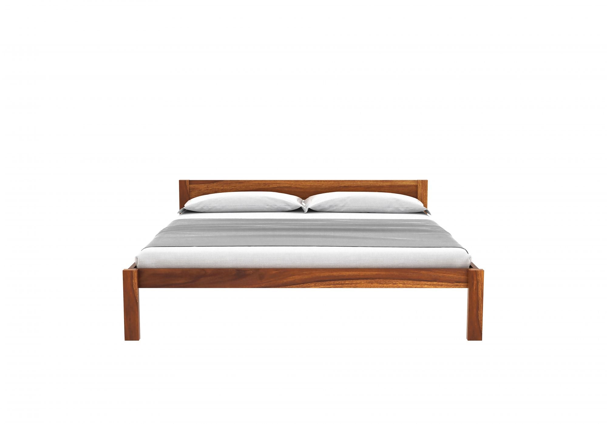Craft D Art Sheesham Wood Queen Size Bed Without Storage (Honey Finish)