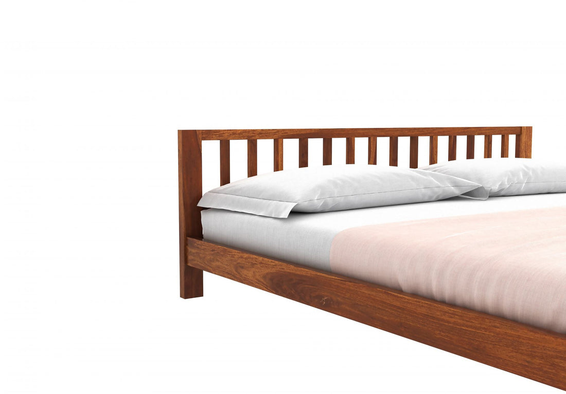 Craft D Art Sheesham Wood King Size Bed Without Storage (Honey Finish)