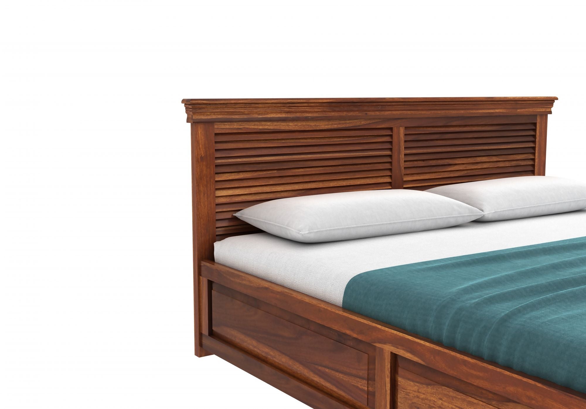 Craft D Art Sheesham Wood King Size Bed with Storage (Walnut Finish)