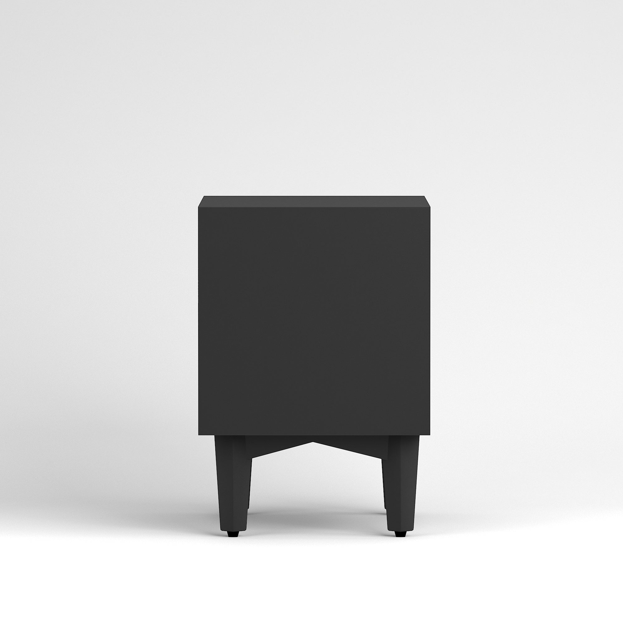 Black Fluted Bedside Table with 2 Drawers — Modern Scandinavian Style