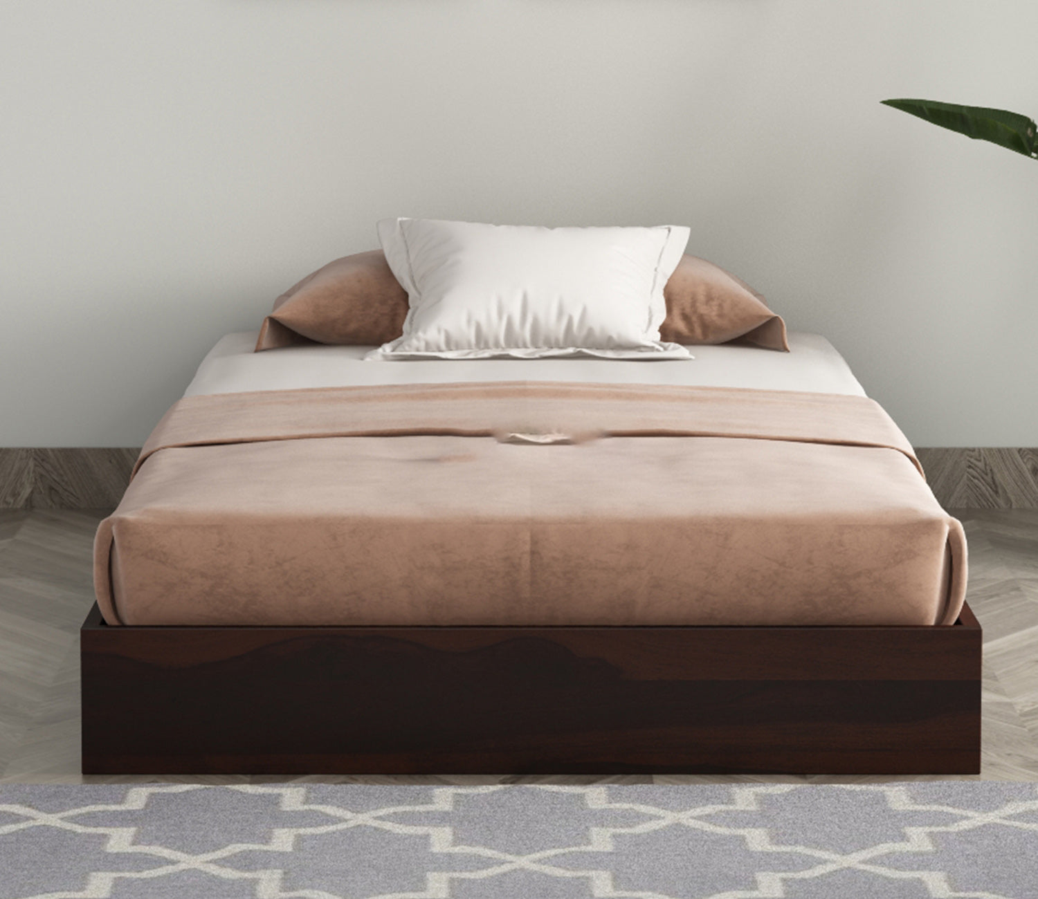 Craft D Art Sheesham Wood Single Bed Without Storage (Walnut Finish)