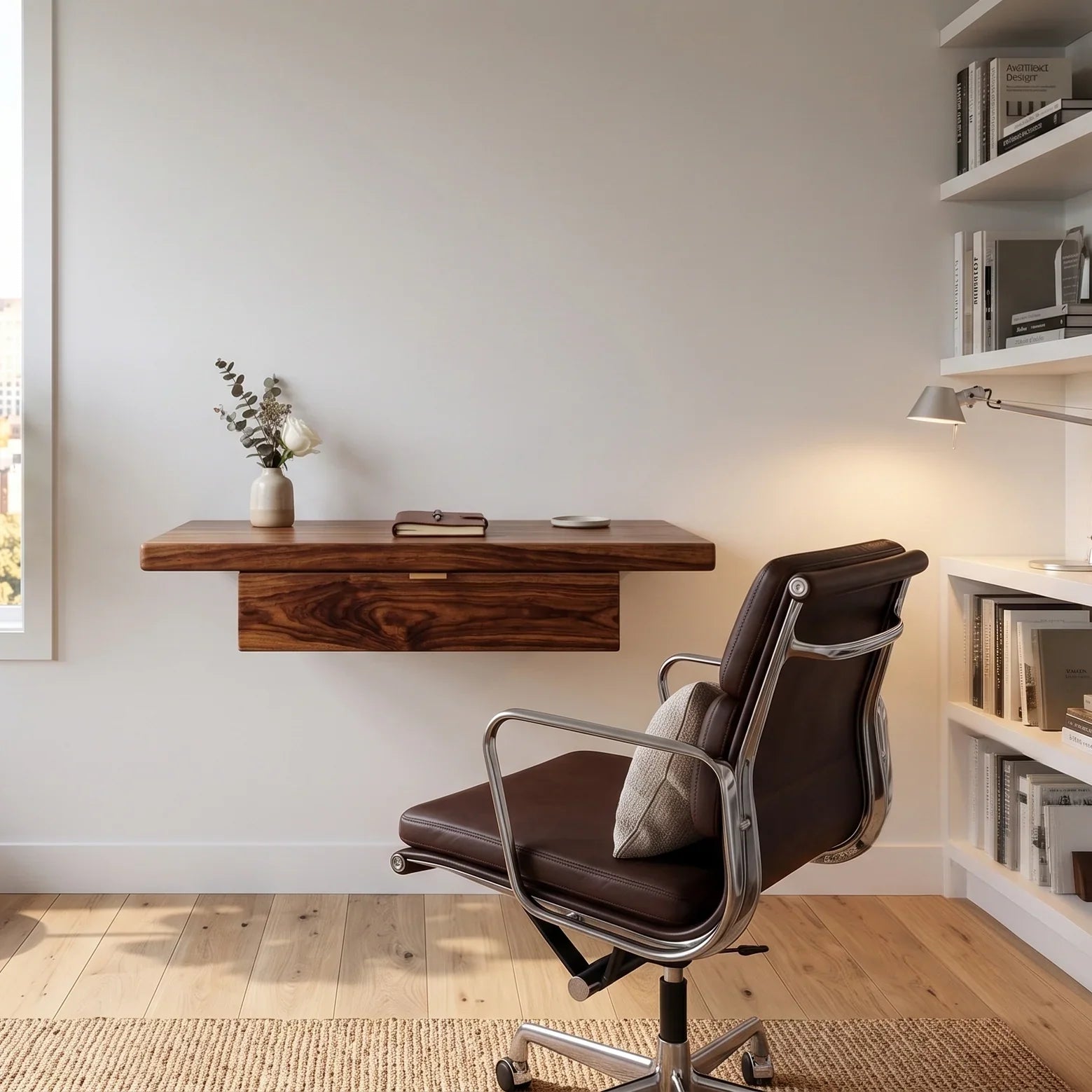 The Mid-Century Modern Solid Wood Floating study  & Writer's Desk