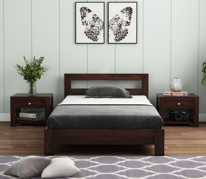 Craft D Art Sheesham Wood Single Bed Without Storage (Walnut Finish)